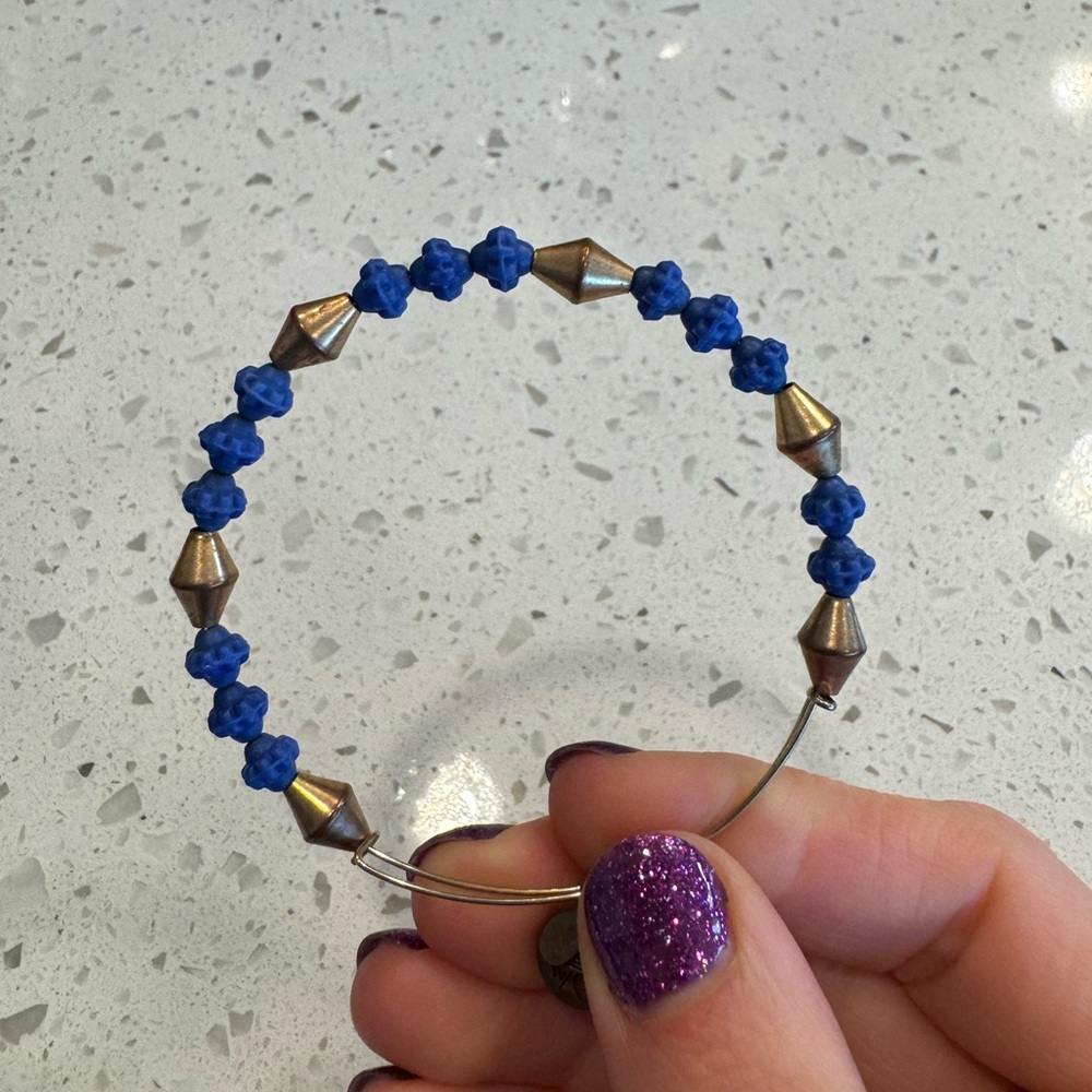 Alex and Ani Beaded Blue and Gold Bracelet